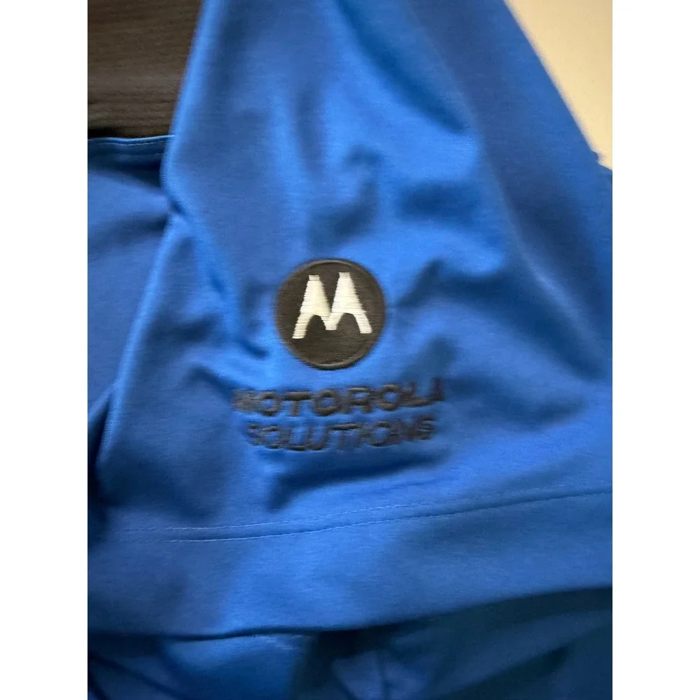 Nike Golf Dri-FIT Polo Shirt Mens XL Blue Black Motorola Solutions Embroidered